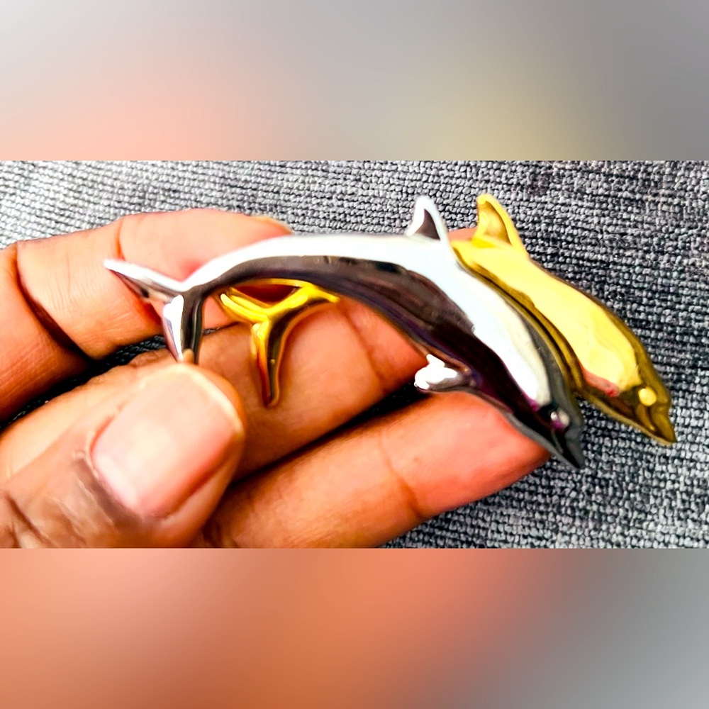 Vintage Liz Claiborne Double Dolphin Brooch